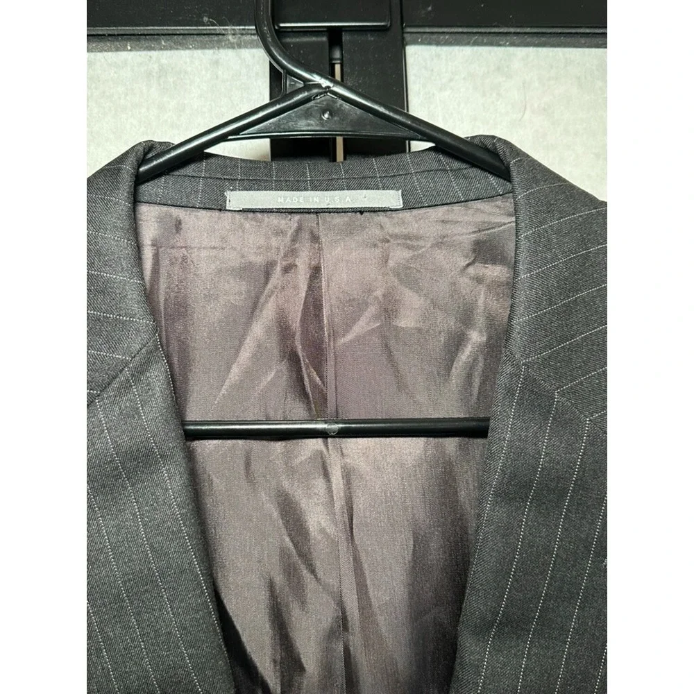 Hickey Freeman Men's Charcoal Jacket Blazer Pinstripe 44L - Loro Piana 100% Wool
